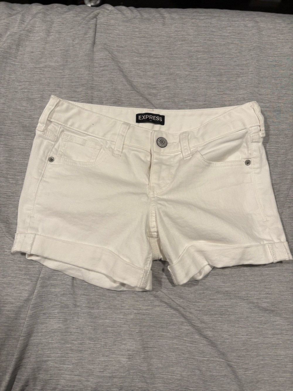Express White Midi Denim Shorts
